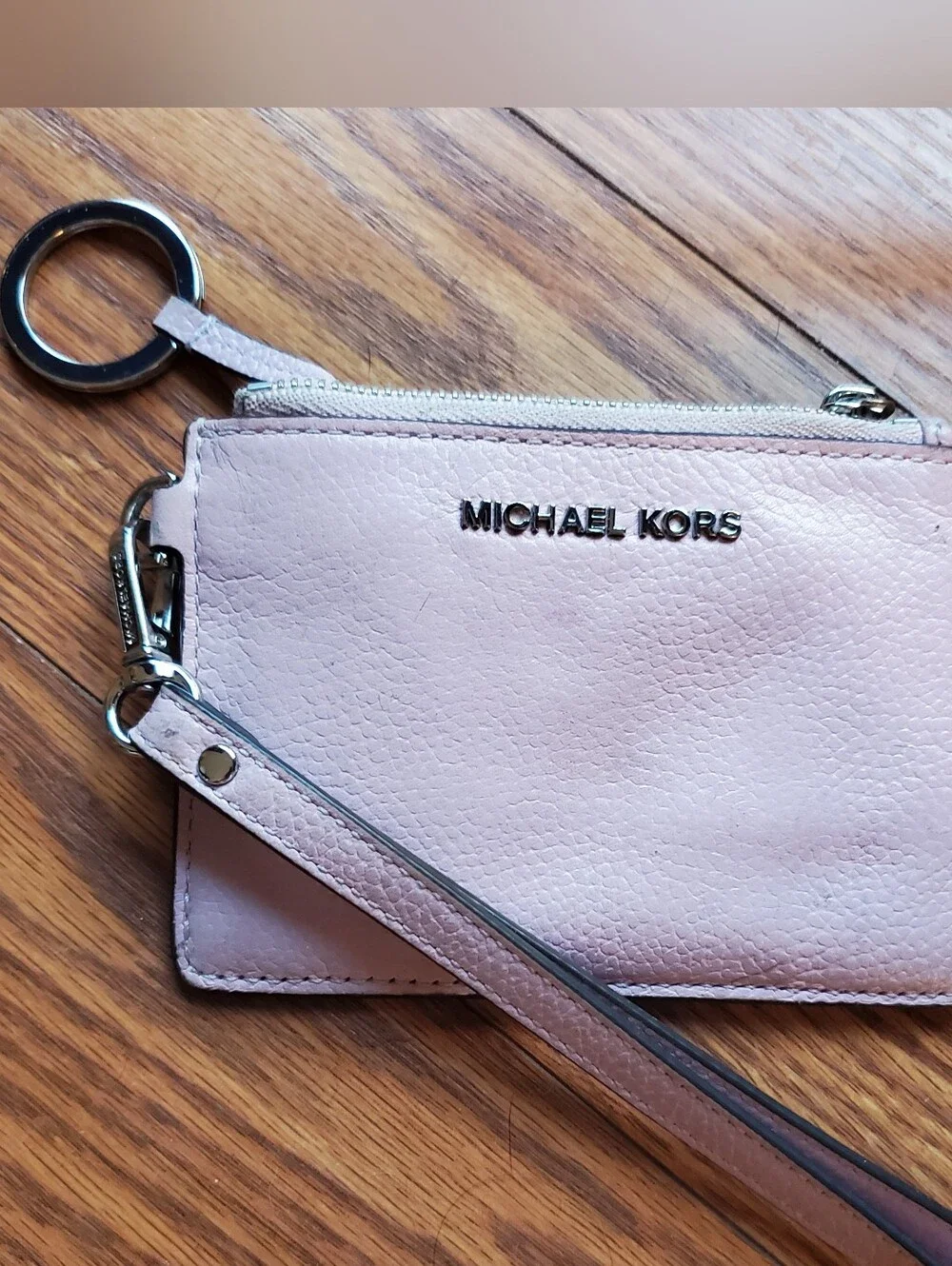 Michael Kors Jet Set Travel Sunset Rose Leather Coinpouch/ID/Keys/ Wristlet